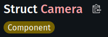 Rustdoc showing a "Component" label below "Camera" type